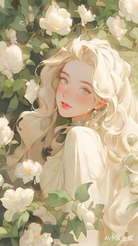 高雅透明插画柔焦光影与白色牡丹花
