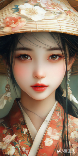 一个中国女孩，写真图，皮肤白，脸精致好看，带着一顶帽子