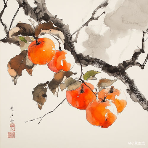 画一幅南方柿子，国画，要求是工笔的