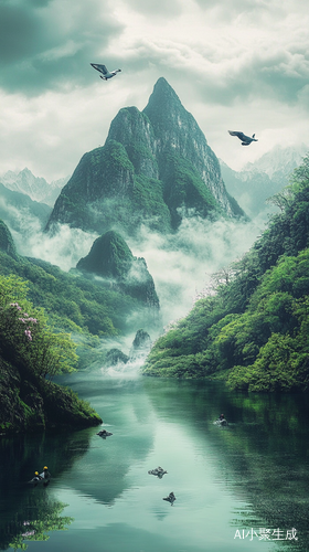 青山绿水鸟语花香，山川河流花草树木烟雨楼台