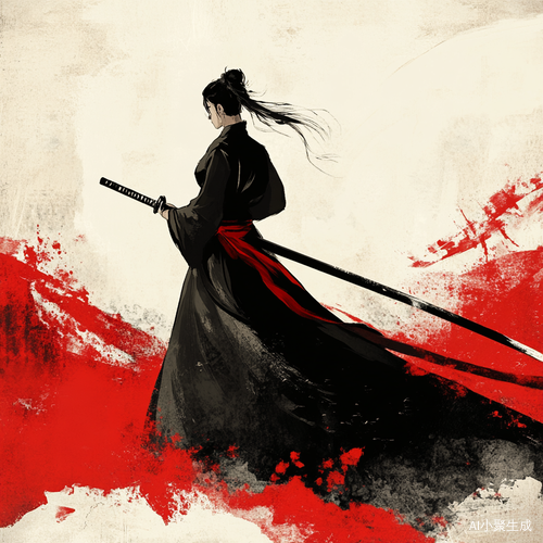 古风武侠 黑红色衣服女宗主手持长剑 万火征途 远景 宏伟