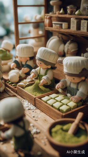 明亮面包房中的奶油抹茶吐司制作