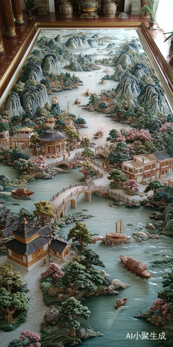 巨大水泥浮雕壁画青山碧水传统中式超真实