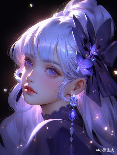 深紫蓝色背景上的小花瓣与星光点缀
