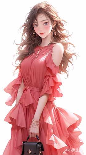 现代神女的完美礼服裙与精致妆容