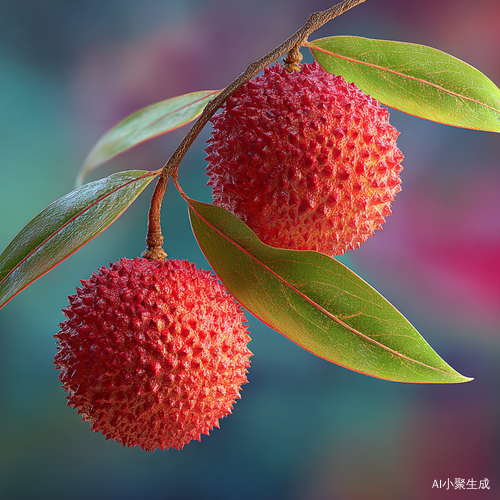 两只又圆又大饱荔枝颗粒饱满,还有两片绿叶子,很漂亮,realistic PVC texture,背景露天,超真实渲染,高清晰度。