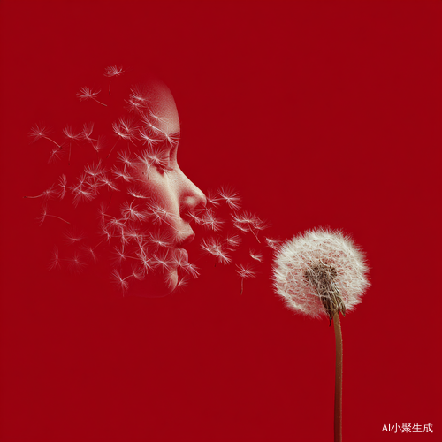 风中飘荡的蒲公英与人脸形状的种子