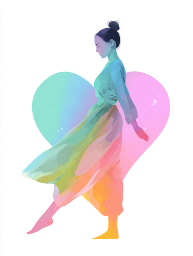 淡淡的彩虹色星⭐️、花🌸、心💖 ),有一个中国人小姐姐美女,真漂亮!幸福🥰,动态,全身照