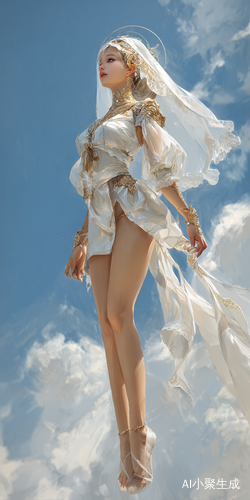 美丽神女在天空轻盈舞动的自由瞬间