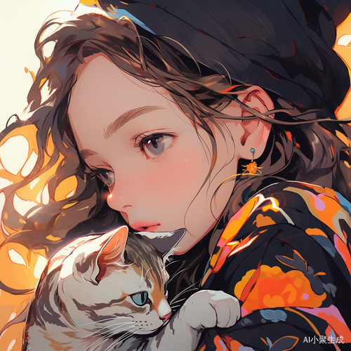 女孩,猫,美好