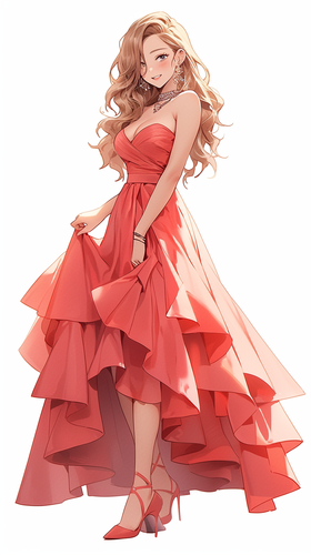 现代神女站姿正面照展现完美比例与柔美风格