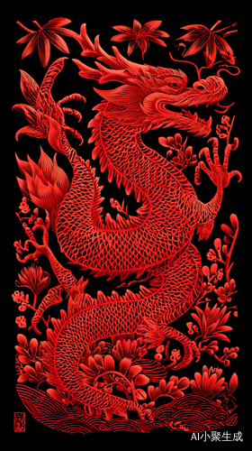 创作一段时长约20秒、包含四个画面的中国剪纸龙生肖视频。画面中,剪纸龙线条细腻流畅,色彩鲜艳夺目,展现出传统剪纸艺术的独特魅力。有的画面里,龙身蜿蜒盘旋,龙须飘逸灵动;有的画面中,龙爪刚劲有力,龙鳞栩栩如生。为该视频生成AI文生图及AI成视频的提示语。同时,为视频配上意境优美的五言绝句,再搭配一段激昂大气、富有民族风格的背景音乐,让整个视频充满浓郁的中国风,传递出吉祥、繁荣的美好寓意。