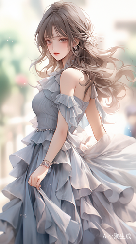 现代神女礼服裙完美比例的精致美女肖像