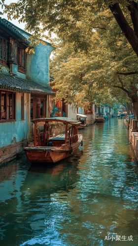 江南水乡摄影图小船风景