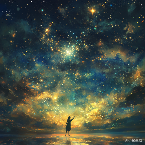 一个人在追天上的星星，天上的星星很多，有一个格外闪亮