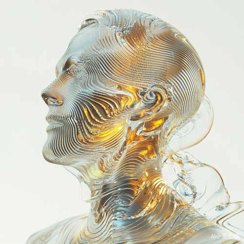 Abstract Metallic Human Figure with Digital Sound Waves on White Background
