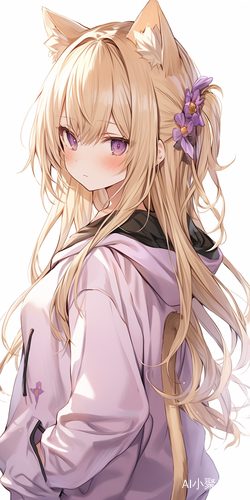 金发紫眼兽耳少女形象描述