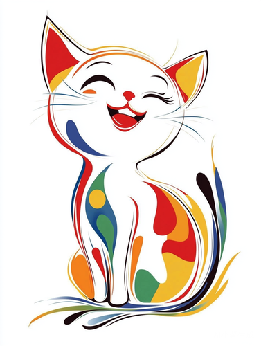 莫德刘易斯绘制的快乐小猫插画风格作品