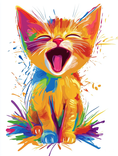 莫德刘易斯绘制的快乐小猫插画风格作品