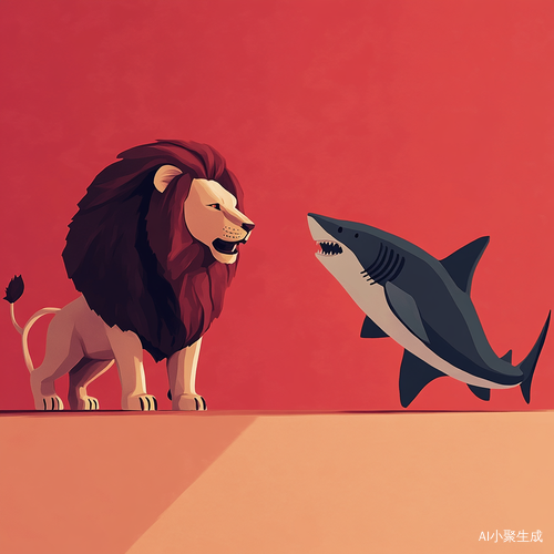 动画q版狮子和鲨鱼 简约