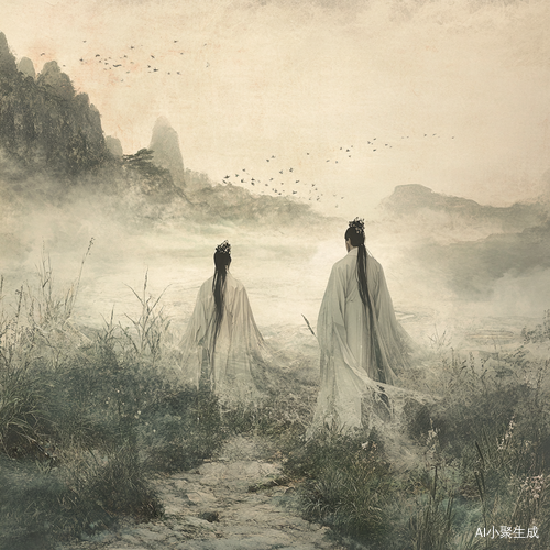 魔幻荒凉的昆曲故事插画与中国古风艺术融合