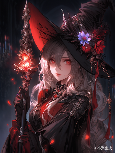 Magic Wand, Gothic Style（暗黑系魔法棒，哥特风格），Extremely exquisite，Magic Wand，The main colors are black, white and dark red（主要配色是黑、白、深红色），Realistic Style（写实风格）, slightly scary，Exquisite and gorgeous