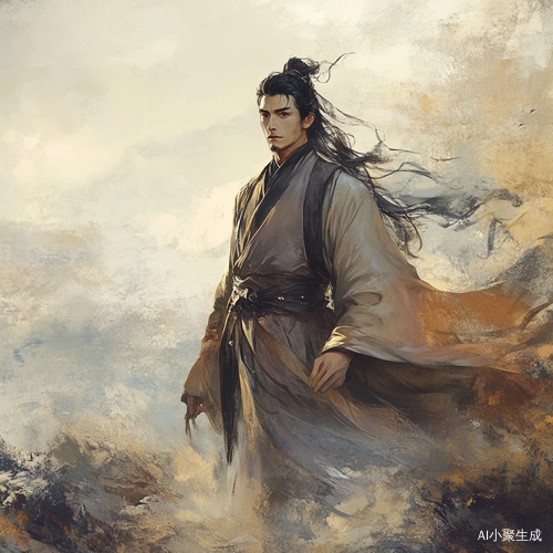 画面中，一位男子脚踏厚实的黄土，他微微仰头，目光坚定又带着几分愤懑，直直地望向苍天。他并非仙风道骨的神祇，也不是超凡脱俗的仙人，只是芸芸众生里为生活奔波的普通人。他身着朴素的衣衫，上面沾染着岁月与劳作留下的痕迹。手中或许还握着简单的工具，那是他谋生的依仗。他不过是为了那可怜巴巴的二两碎银，却仿佛在渡劫一般，历经了数十年的艰辛。每一道皱纹里都藏着生活的酸甜苦辣，每一滴汗水都见证着他的坚韧与无奈。