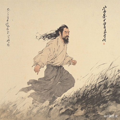 画面中，一位男子脚踏厚实的黄土，他微微仰头，目光坚定又带着几分愤懑，直直地望向苍天。他并非仙风道骨的神祇，也不是超凡脱俗的仙人，只是芸芸众生里为生活奔波的普通人。他身着朴素的衣衫，上面沾染着岁月与劳作留下的痕迹。手中或许还握着简单的工具，那是他谋生的依仗。他不过是为了那可怜巴巴的二两碎银，却仿佛在渡劫一般，历经了数十年的艰辛。每一道皱纹里都藏着生活的酸甜苦辣，每一滴汗水都见证着他的坚韧与无奈。
