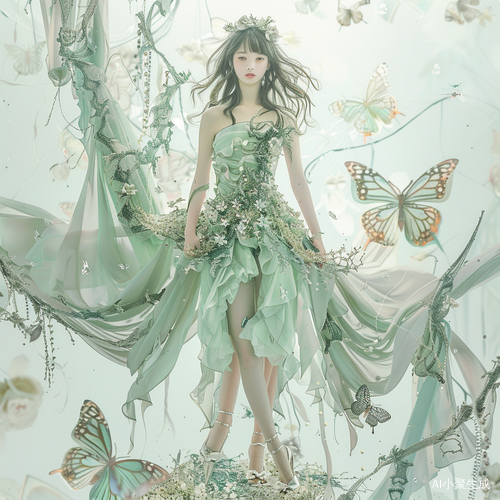 蝴蝶与波浪的装饰：清纯甜美服装系列