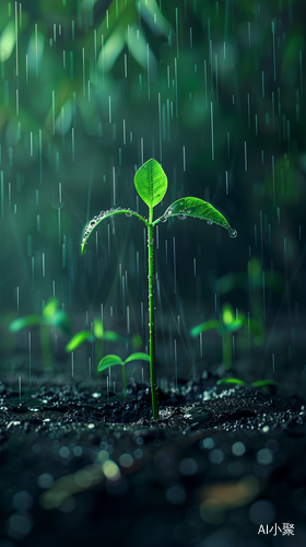 白天雨水浸润幼苗种子的光芒-8k极简风格