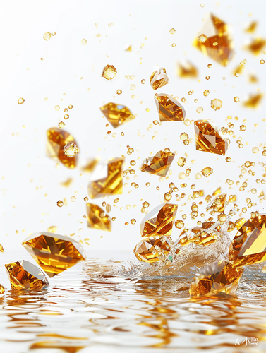 Enchanting High-Speed Photography of Yellow Diamonds Falling into Water