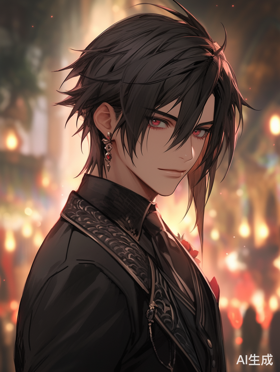 暮色中的帅气青年男子