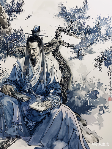 国宝青铜鼎插画，水墨Ai绘画重现国风