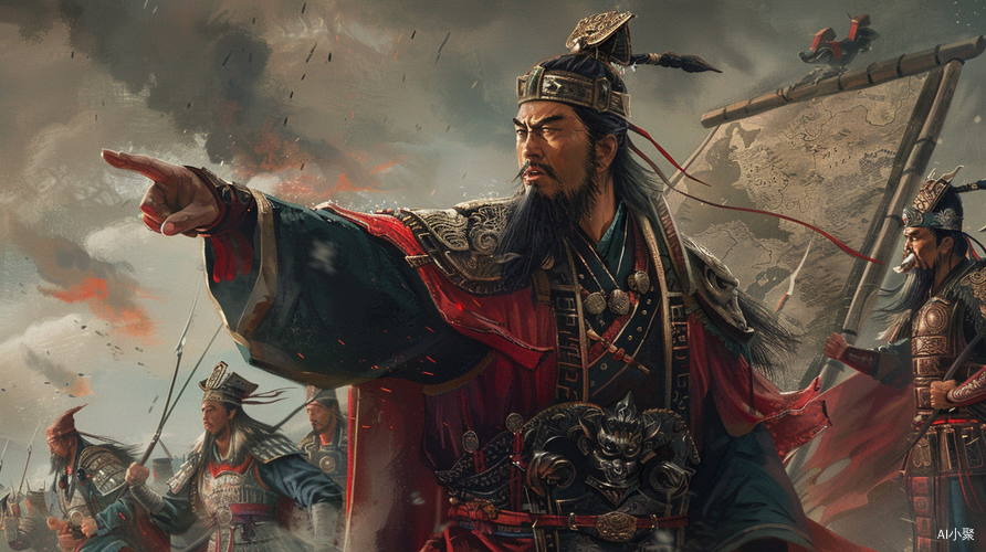 Liu Bei's Commanding Presence with Generals and Zhuge Liang