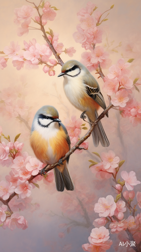 Sweet Oriole Couple: Plum Blossoms, Auspicious Clouds