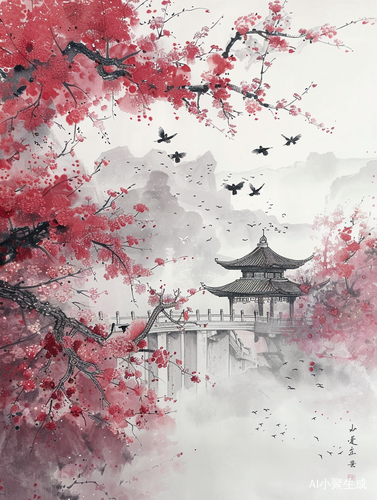 中国樱花与剪纸艺术的美丽融合