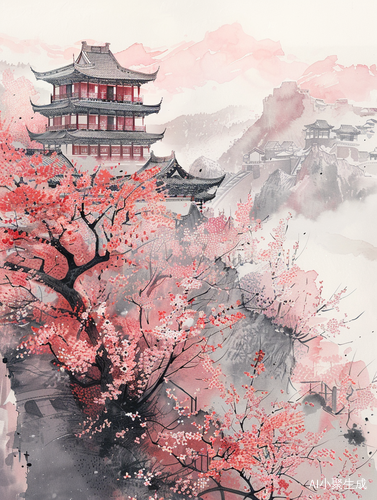 中国樱花与剪纸艺术的美丽融合