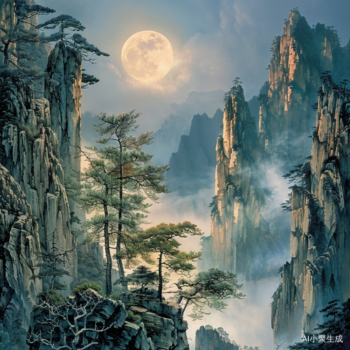 月亮照中国，白水泉边日月明