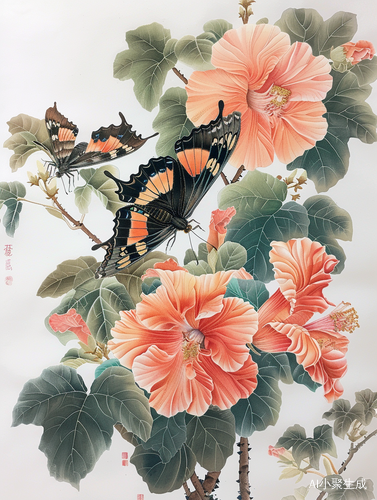 苏绣蝶恋花手工刺绣与AI绘画