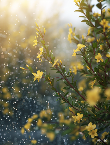 春天细雨迎花 背景光芒 8k 极简风格