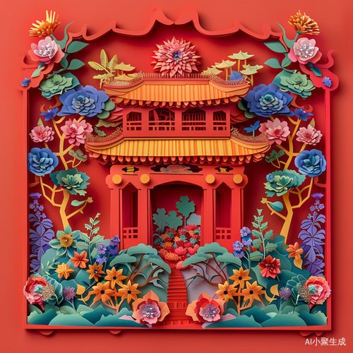 Colorful Chinese Architecture: A 3D Kirigami Masterpiece