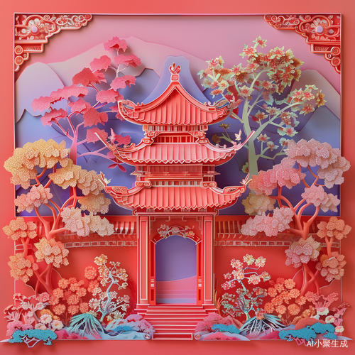 Colorful Chinese Architecture: A 3D Kirigami Masterpiece