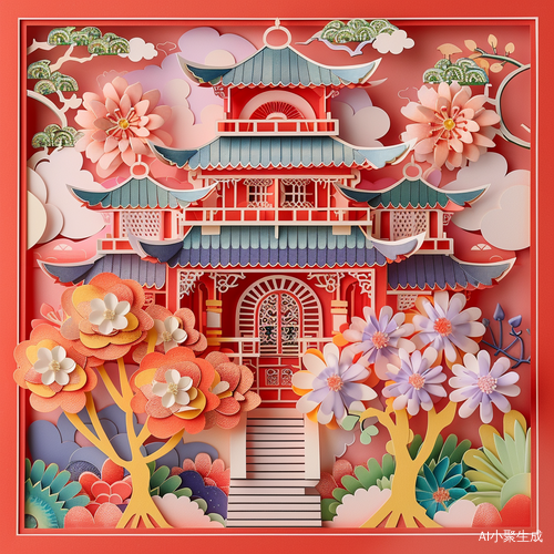 Colorful Chinese Architecture: A 3D Kirigami Masterpiece