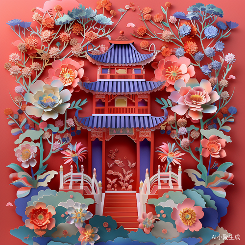 Colorful Chinese Architecture: A 3D Kirigami Masterpiece