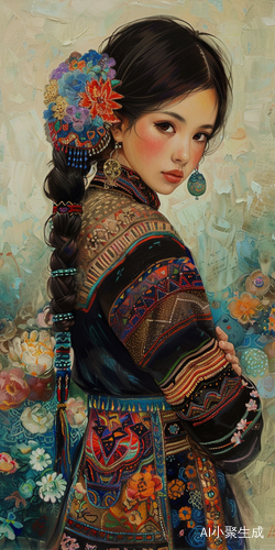 真人苗族黑发女人