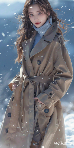 超高清画质下的可爱美女与雪地的对比