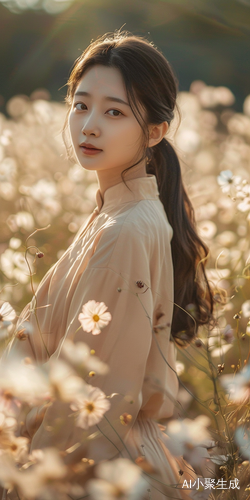 油菜花田中的中国女孩