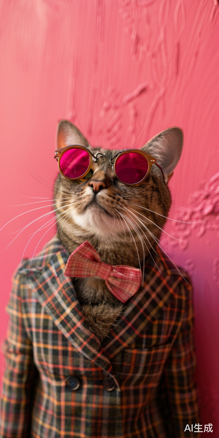 疯狂分辨率！猫戴墨镜红领结穿复古西装拍证件照