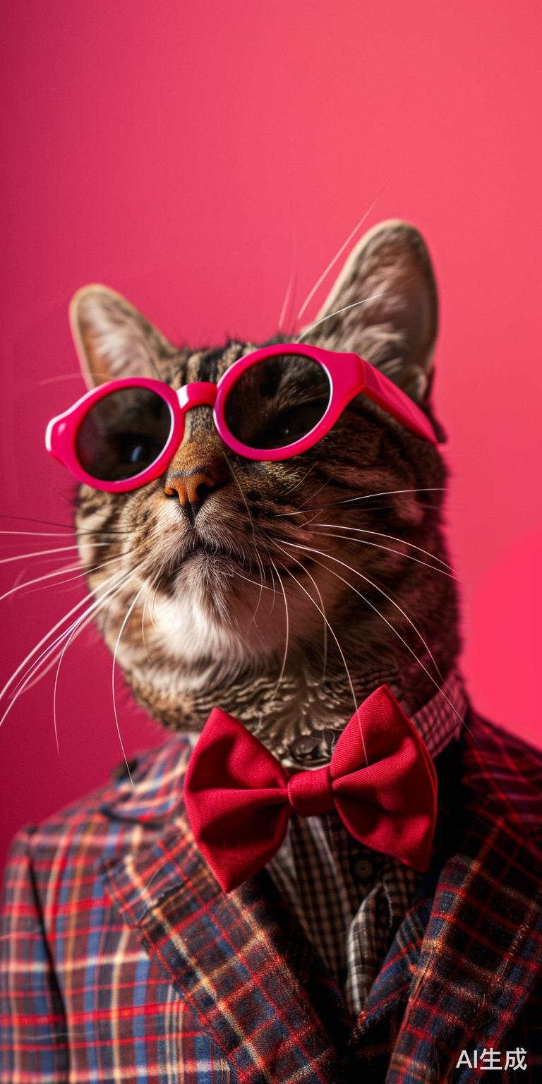 疯狂分辨率！猫戴墨镜红领结穿复古西装拍证件照