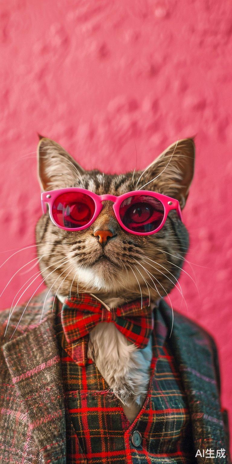 疯狂分辨率！猫戴墨镜红领结穿复古西装拍证件照